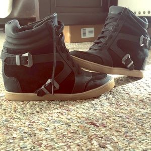 Sam Edelman Circus Black Sneaker Wedges Size 8